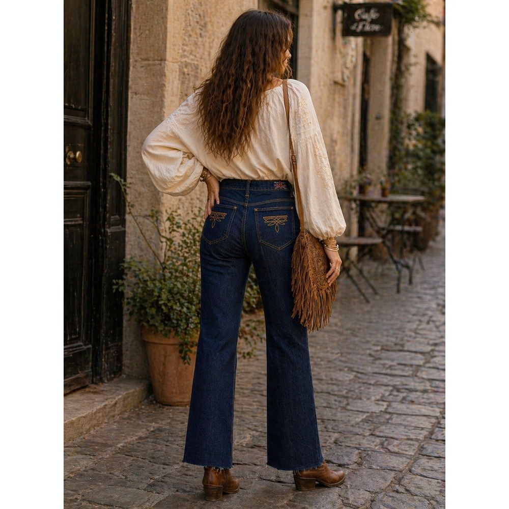 Vintage Brittania High Waisted Straight Leg Jeans Dark Wash Indigo Blue 70s 80s
